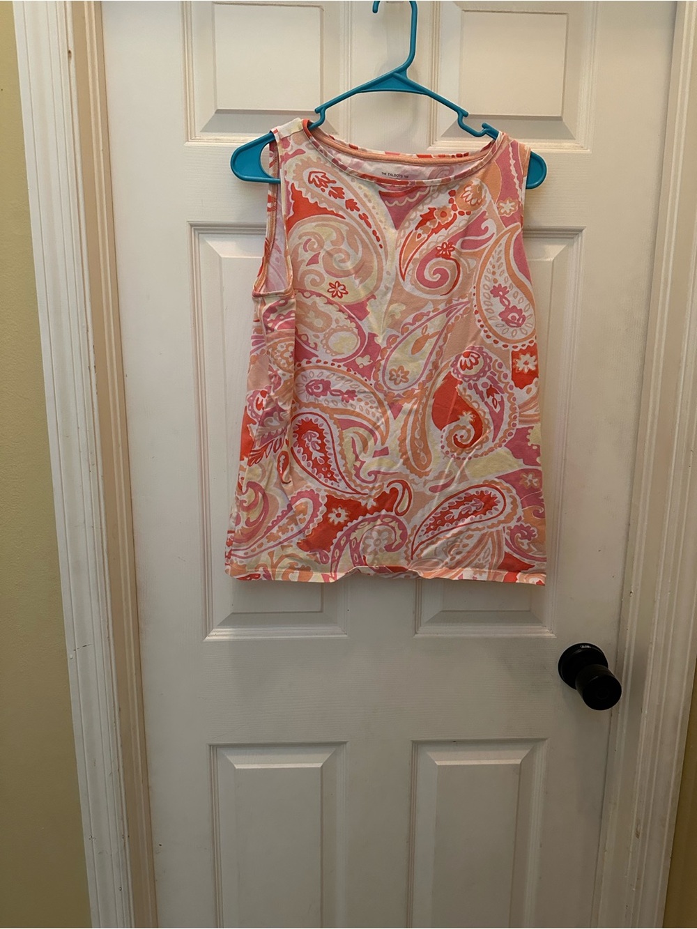 Sleeveless Paisley Print Tank Top - Pink/Coral